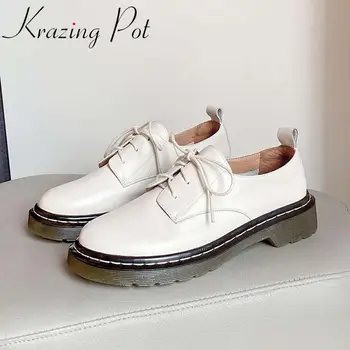 Krazing pot new genuine leather leisure round toe low heels butterfly-knot sewing British school style lace up spring pumps L05
Krazing pot new genuine leather leisure round toe low heels butterfly-knot sewing British school style lace up spring pumps L05