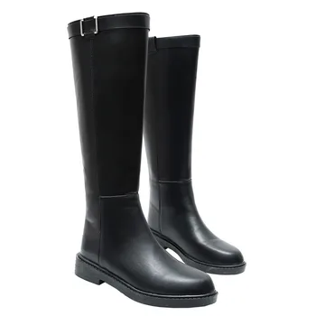 Winter leather women knee high boots low heels platform ladies shoes zipper buckle strap vintage riding boots zapatos mujer
Winter leather women knee high boots low heels platform ladies shoes zipper buckle strap vintage riding boots zapatos mujer