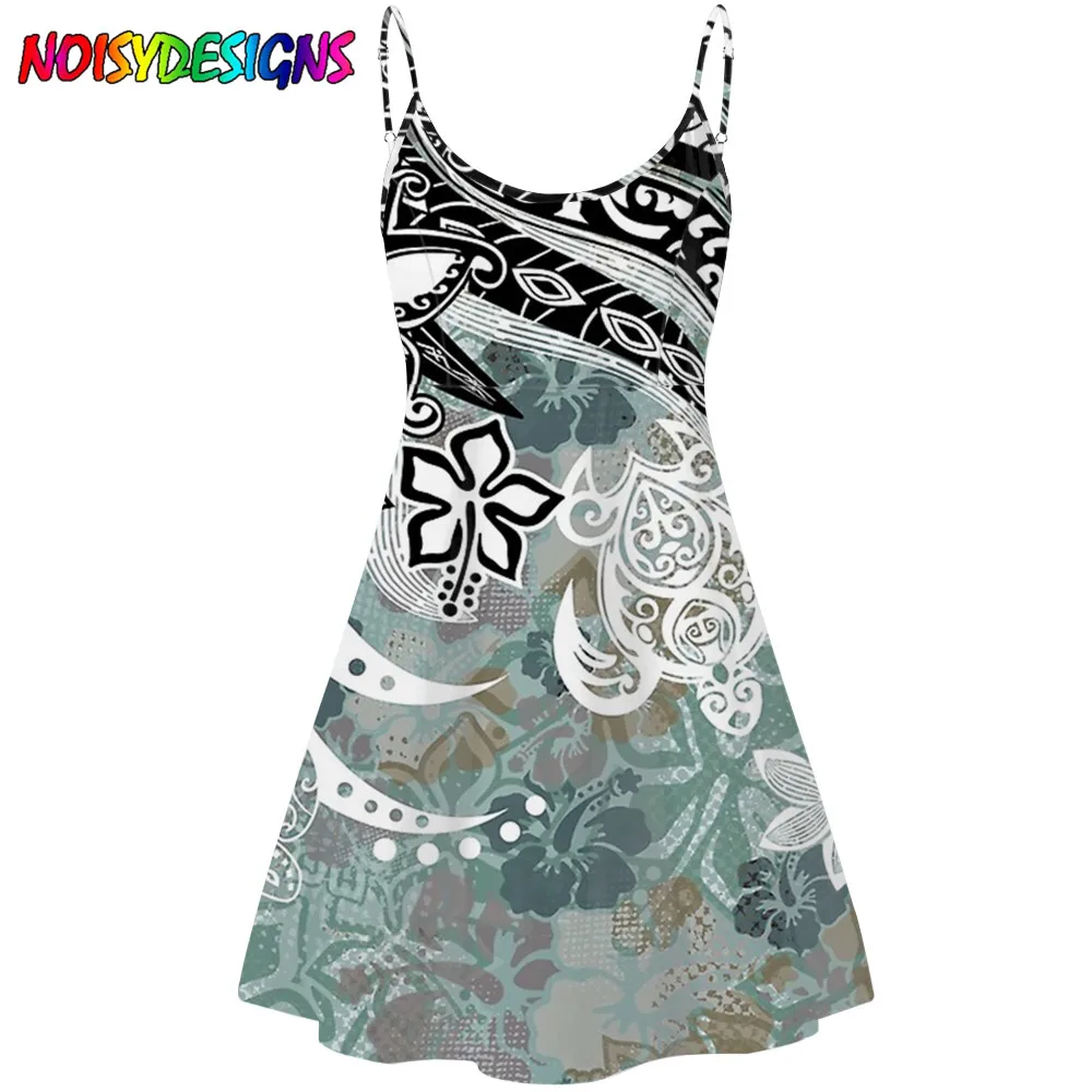 NOISYDESIGNS Spaghetti Strap Dress Soft Women Polynesian Hibiscus Turtle Printed Sleeveless Vestido De Mujer Beach Dress 
NOISYDESIGNS Spaghetti Strap Dress Soft Women Polynesian Hibiscus Turtle Printed Sleeveless Vestido De Mujer Beach Dress