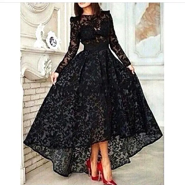 Black Lace Long Sleeve Arabic Evening 2018 Front Short Long Back High Low Prom Party Dubai Arabic mother of the bride dresses
Black Lace Long Sleeve Arabic Evening 2018 Front Short Long Back High Low Prom Party Dubai Arabic mother of the bride dresses