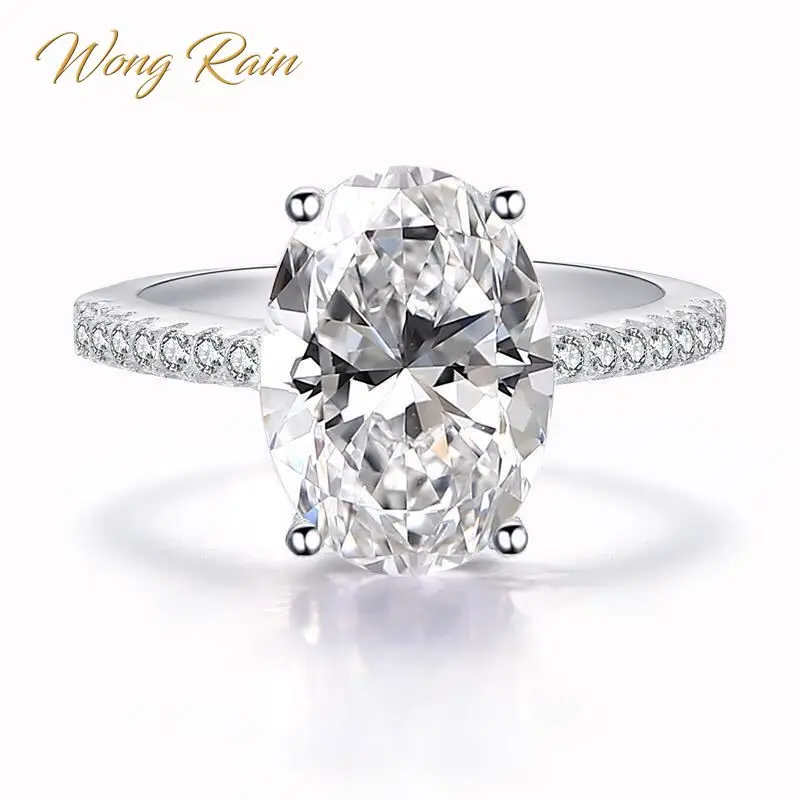 Wong Rain Classic 100% 925 Sterling Silver 9 CT Oval Created Moissanite Gemstone Wedding Engagement Ring Fine Jewelry Wholesale
Wong Rain Classic 100% 925 Sterling Silver 9 CT Oval Created Moissanite Gemstone Wedding Engagement Ring Fine Jewelry Wholesale