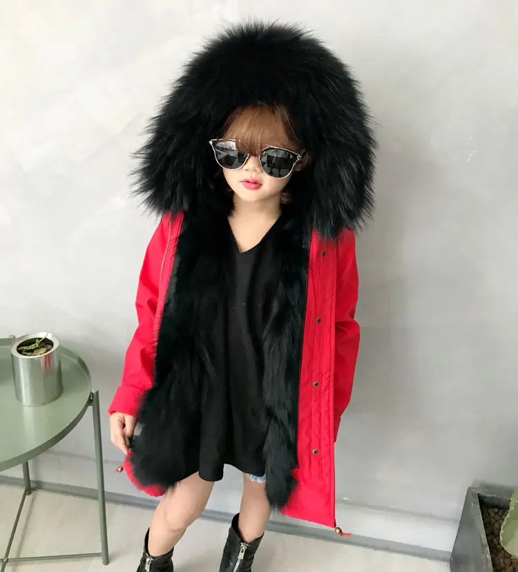 kids parkas natural fox fur child coats for winter (15)
