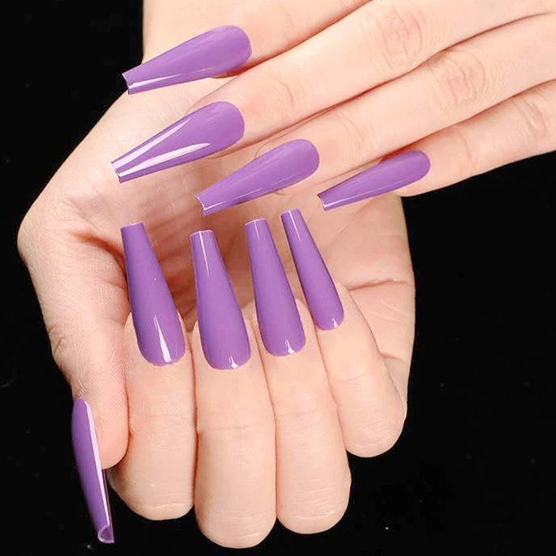 24Pcs Shiny Purple Long Ballerina Stiletto False Nails DIY Artificial Fake Nails For Design UV Gel Polish Surface Manicure Tool
24Pcs Shiny Purple Long Ballerina Stiletto False Nails DIY Artificial Fake Nails For Design UV Gel Polish Surface Manicure Tool