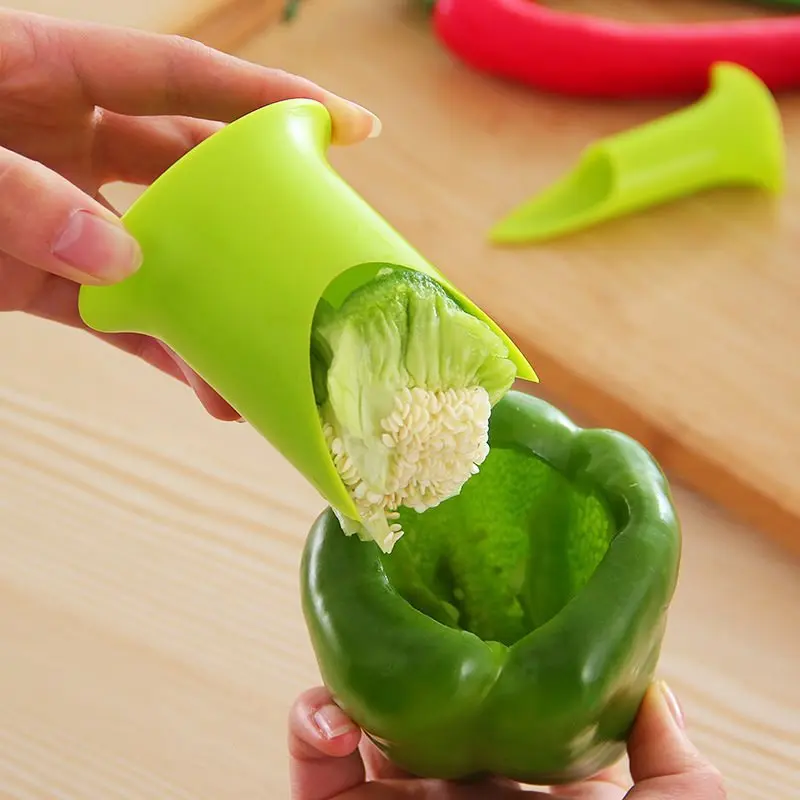 

2in1 Plastic Pepper Chili Bell Jalapeno Corer Seed Remover Green Pepper Chilli Cutter Corer Slicer Fruit Peeler Kitchen Utensil