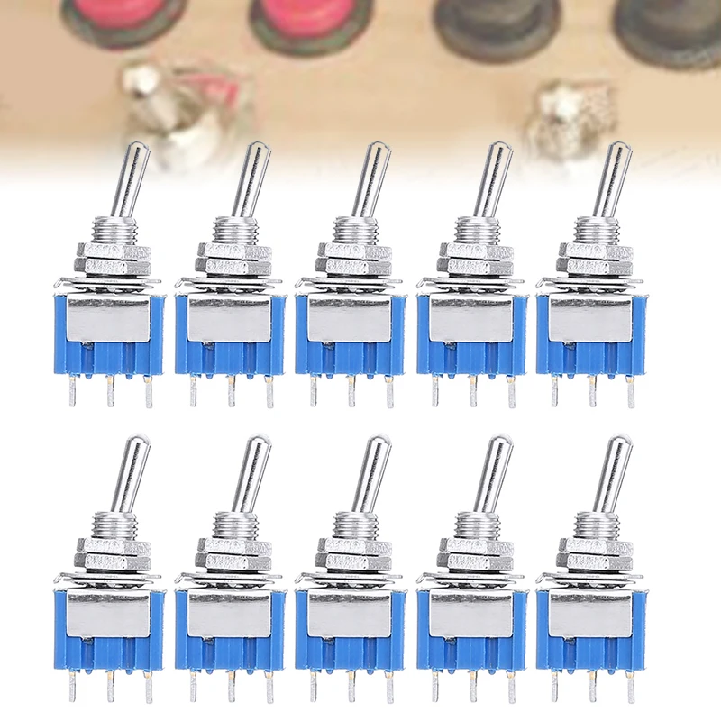 

10Pcs/Set Blue Miniature SPDT Latching Switch On/On 2 Position 3 Pins Toggle Switches AC 125V/3A for Switching Lamp