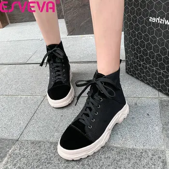 ESVEVA 2020 Platform Scrub Cloth Square Heel Casual Ankle Boots Winter Warm Fur Round Toe All Match Women Shoes Big Size 34-43
ESVEVA 2020 Platform Scrub Cloth Square Heel Casual Ankle Boots Winter Warm Fur Round Toe All Match Women Shoes Big Size 34-43