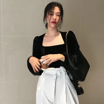 Hong Kong Popular Brand Gold Velvet xian feng Full Tops Early Spring Korean-style Retro Fashion Long-sleeved T-shirt Black and W
Hong Kong Popular Brand Gold Velvet xian feng Full Tops Early Spring Korean-style Retro Fashion Long-sleeved T-shirt Black and W