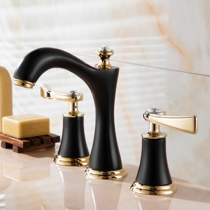 European three-hole 8-inch basin faucet cold and warm copper bathroom cabinet split faucet three sets of titanium and gold faucet
European three-hole 8-inch basin faucet cold and warm copper bathroom cabinet split faucet three sets of titanium and gold faucet