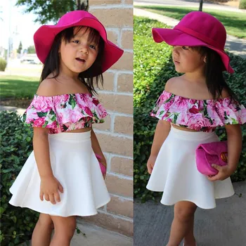 2PCS Baby Girl clothing Girl Off Shoulder Tops+Skirt Children set Summer roupas menina Child Girl Set 
2PCS Baby Girl clothing Girl Off Shoulder Tops+Skirt Children set Summer roupas menina Child Girl Set