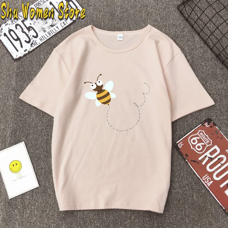 Hillbilly Women Bee Kind T-shirt Aesthetics Graphic Short Sleeve Cotton Polyester Harajuku T Shirts Female Camisetas Verano Muj