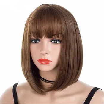 synthetic natural silky straight brown bob wig with bangs for women 14 inch long cosplay women's wigs MCOLOR
synthetic natural silky straight brown bob wig with bangs for women 14 inch long cosplay women's wigs MCOLOR