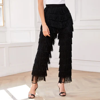 SUNGIFT Women's Layered Tassel High Waist Pants Side Zip Black Trend Solid Color Personalized Cropped Pants
SUNGIFT Women's Layered Tassel High Waist Pants Side Zip Black Trend Solid Color Personalized Cropped Pants