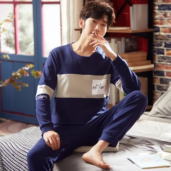 Men's long-sleeved pajamas two sets of cotton O-neck simple printing 2020 winter can be worn outside pajamas casual L-3XL home
Men's long-sleeved pajamas two sets of cotton O-neck simple printing 2020 winter can be worn outside pajamas casual L-3XL home