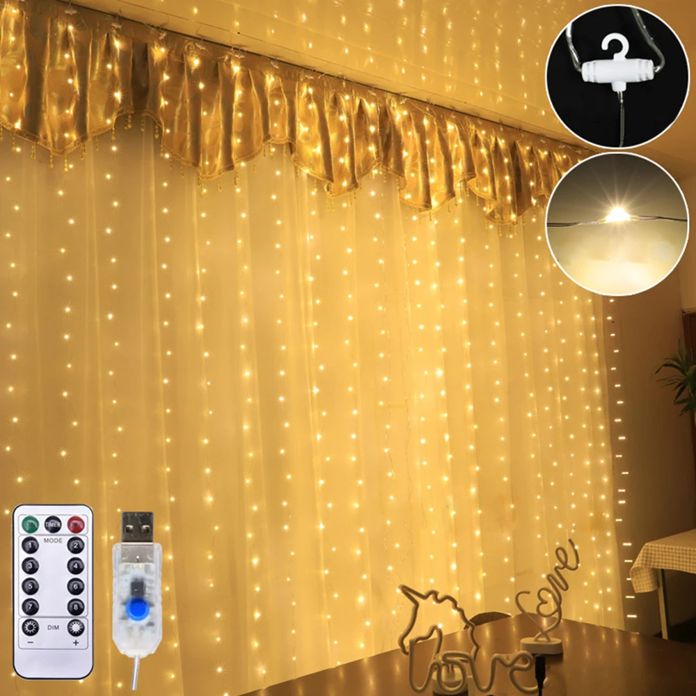 LED Curtain Light USB Eight Function With Remote Control Copper String Lights Christmas Garlands Fairy Light Wedding Decoration
LED Curtain Light USB Eight Function With Remote Control Copper String Lights Christmas Garlands Fairy Light Wedding Decoration