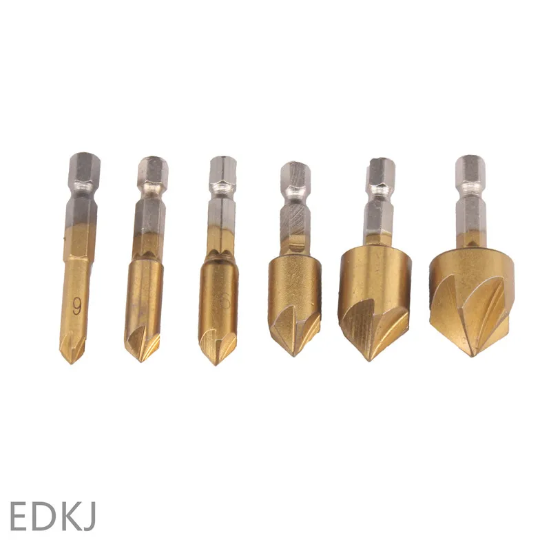 6 piece set of five-edged 6-angle handle chamfering chamfering cutter woodworking 90 degree flat head screw countersink drill
6 piece set of five-edged 6-angle handle chamfering chamfering cutter woodworking 90 degree flat head screw countersink drill