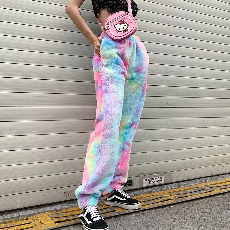 OSLLENLLA Winter Rainbow Faux Fleece Fur Jogger Pants Women High Waist Fluffy Trousers Ladies Loose Fuzzy Warm Pants
OSLLENLLA Winter Rainbow Faux Fleece Fur Jogger Pants Women High Waist Fluffy Trousers Ladies Loose Fuzzy Warm Pants