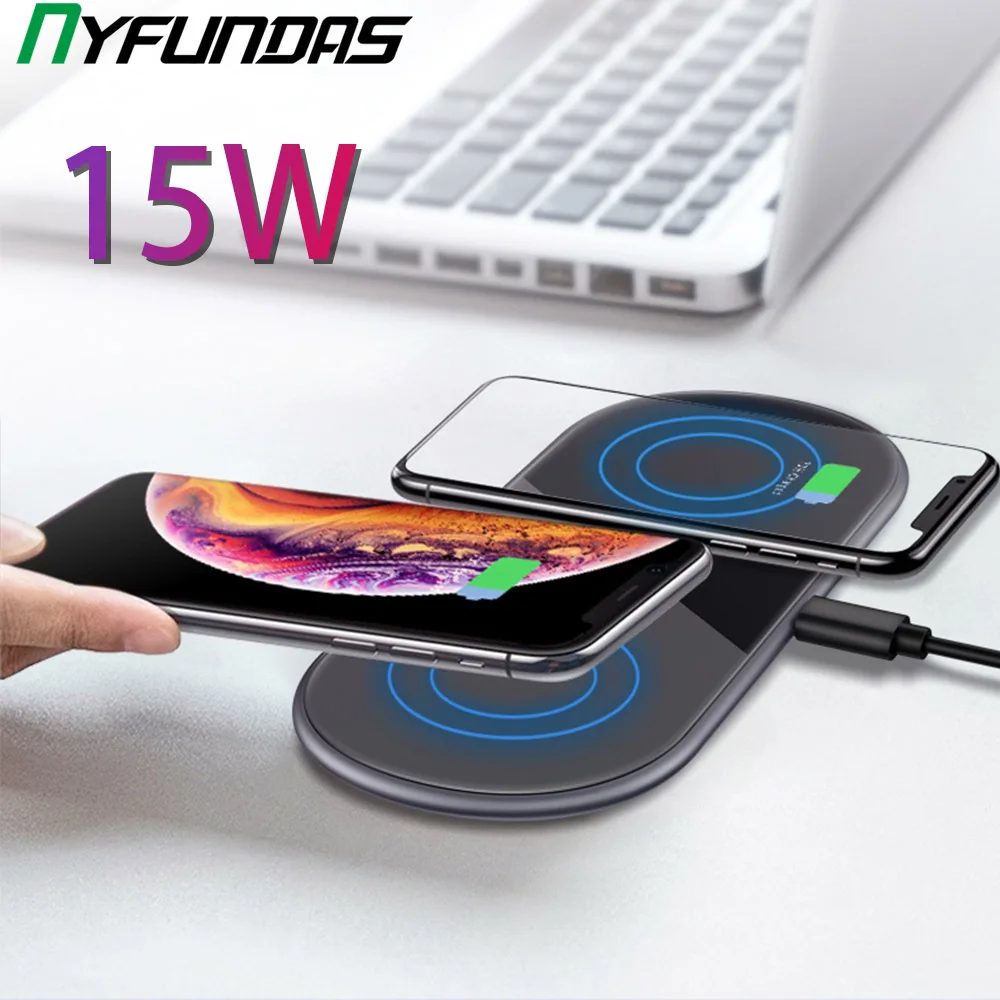 15W Qi Dual Wireless Charger dock station For Iphone 11 Pro Max XS MAX XR Samsung S10 Huawei Mate 30 P30 Pro Wireless Charging
15W Qi Dual Wireless Charger dock station For Iphone 11 Pro Max XS MAX XR Samsung S10 Huawei Mate 30 P30 Pro Wireless Charging
