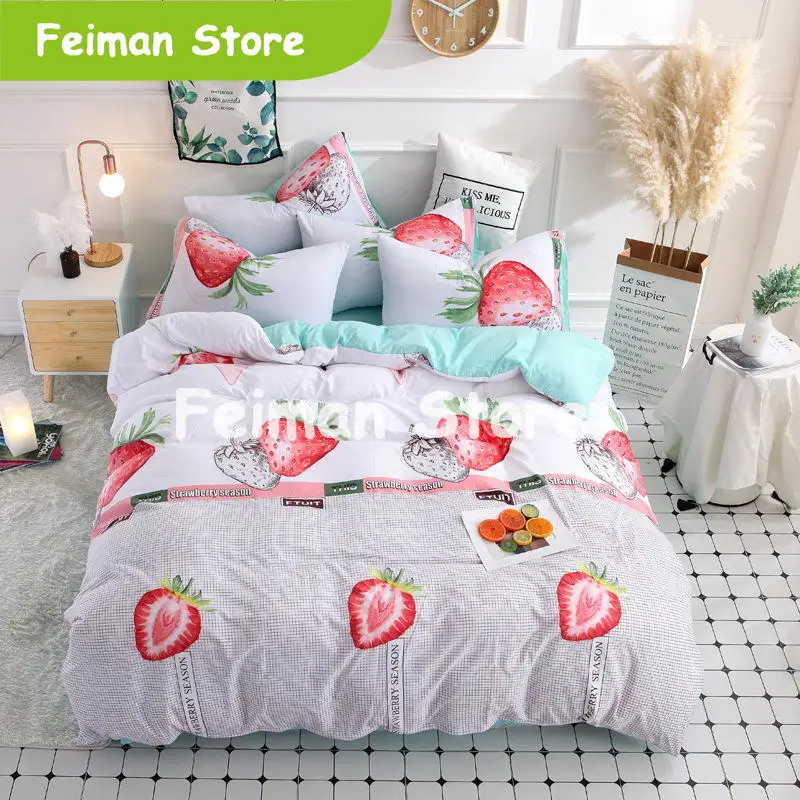 Strawberry Reactive printed Bedding Sets Polyester Cartoon Style duvet cover + flat sheet + pillowcase
Strawberry Reactive printed Bedding Sets Polyester Cartoon Style duvet cover + flat sheet + pillowcase