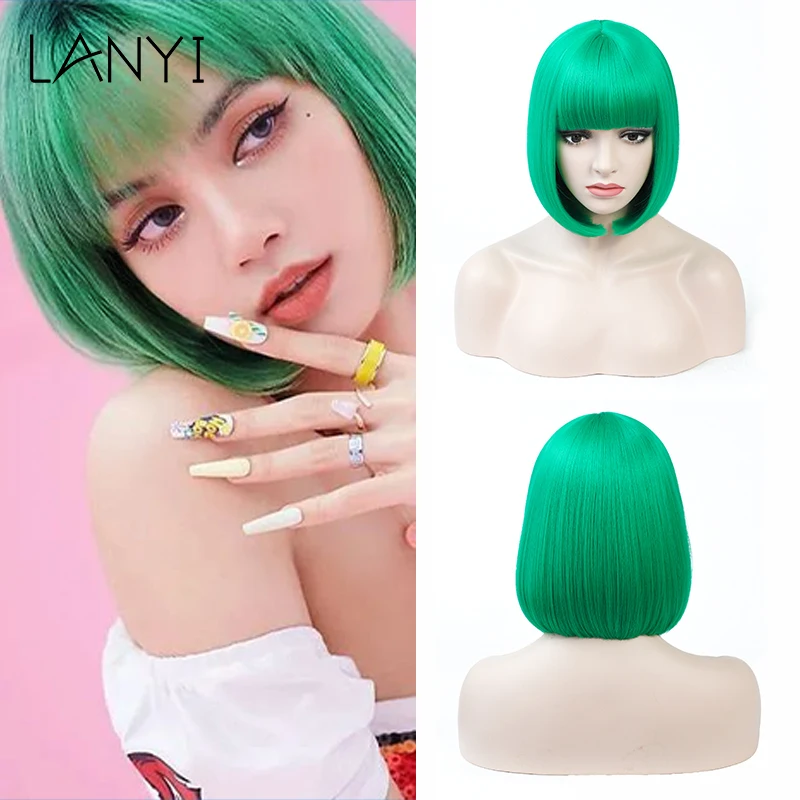 LANYI Synthetic Hair Green wig Short Straight Bob Wigs with Bangs For Woman 12 Inches Soft Hair Blond Wig For Daily Use Wigs
LANYI Synthetic Hair Green wig Short Straight Bob Wigs with Bangs For Woman 12 Inches Soft Hair Blond Wig For Daily Use Wigs