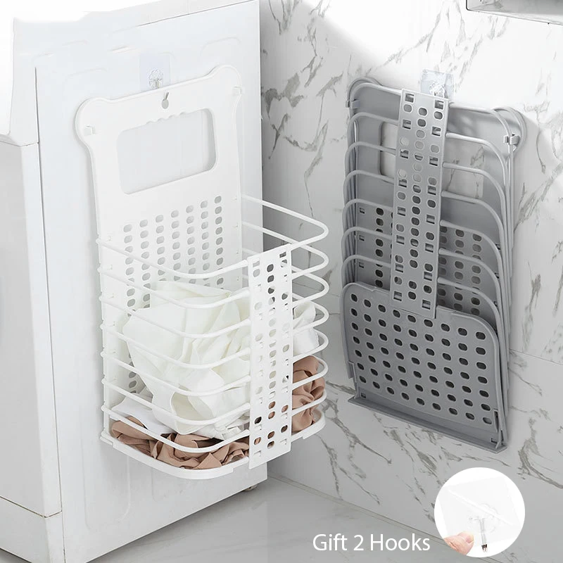 

Household Folding Clothes Storage Basket Hamper Bathroom Wall Hanging Laundry Basket Toy Organizer