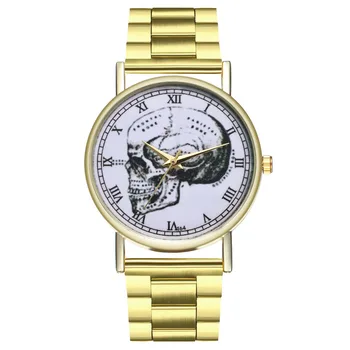 Vintage Halloween Skull Roman Scale Alloy Dial Men's Quartz Watch Luxury Gold Stainless Steel Strap Couple Gift Wristwatch Mens
Vintage Halloween Skull Roman Scale Alloy Dial Men's Quartz Watch Luxury Gold Stainless Steel Strap Couple Gift Wristwatch Mens