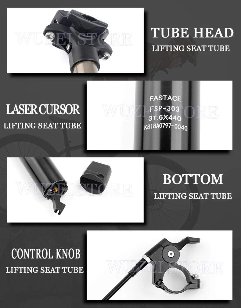FASTACE MTB Height Adjustable Air Seatpost Dropper 30.9/31.6mm 440mm Internal Routing External Cable Remote 125mm Travel Seat FASTACE MTB Height Adjustable Air Seatpost Dropper 30.9/31.6mm 440mm Internal Routing External Cable Remote 125mm Travel Seat