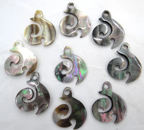 

natural Quartz crystal Abalone Shell carved the Grass dragon Charms pendant for diy Jewelry making necklace Accessories 6PCS A9