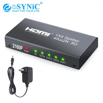 eSYNiC 4Kx2K 3D 1 in 4 out HDMI Splitter Support 24 bit/Deep Color 30 bit/36 bit suitable for DVD PS3 Support DTS-HD Blu-ray DVD
eSYNiC 4Kx2K 3D 1 in 4 out HDMI Splitter Support 24 bit/Deep Color 30 bit/36 bit suitable for DVD PS3 Support DTS-HD Blu-ray DVD