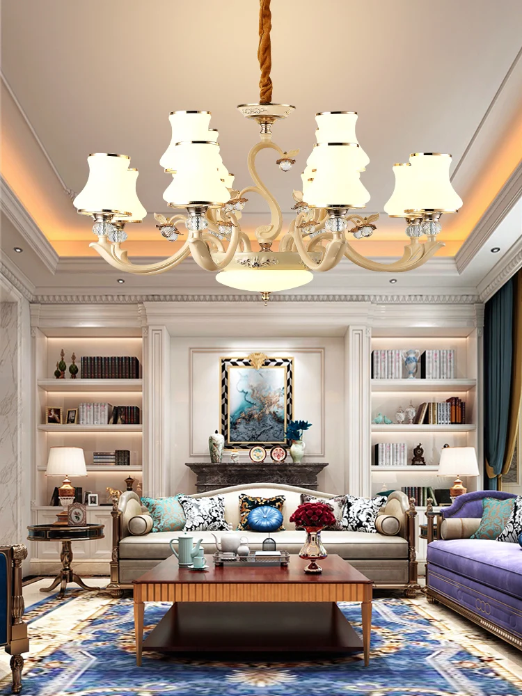 European Zinc Alloy Luxury LED Chandelier Lighting Crystal Living Room Bedroom Creative Hanging Lamp Dining Villa Jade Fixures 
European Zinc Alloy Luxury LED Chandelier Lighting Crystal Living Room Bedroom Creative Hanging Lamp Dining Villa Jade Fixures