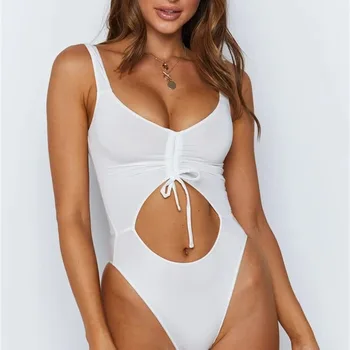 Sexy White Seethrough Strap Playsuit Hollow out Lace up Night Club Woman Jumpsuit Bodycon Navel Deep V neck Lady Bodysuit 
Sexy White Seethrough Strap Playsuit Hollow out Lace up Night Club Woman Jumpsuit Bodycon Navel Deep V neck Lady Bodysuit