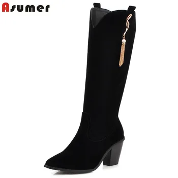 ASUMER Plus size 34-43 New women's boots thick high heels flock autumn winter boots fashion tassel ladies knee high boots shoes
ASUMER Plus size 34-43 New women's boots thick high heels flock autumn winter boots fashion tassel ladies knee high boots shoes