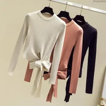 New Round Neck Pullover Lace Up Bow Sweater Long Sleeve Solid Knitted Bottoming Shirt Women's Fall Winter Sweater Crop Top
New Round Neck Pullover Lace Up Bow Sweater Long Sleeve Solid Knitted Bottoming Shirt Women's Fall Winter Sweater Crop Top