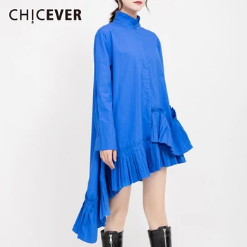 CHICEVER Patchwork Ruffle Dresses Women Stand Collar Long Sleeve Oversize Asymmetric Midi Dress Female Spring Clothes 2020 New
CHICEVER Patchwork Ruffle Dresses Women Stand Collar Long Sleeve Oversize Asymmetric Midi Dress Female Spring Clothes 2020 New