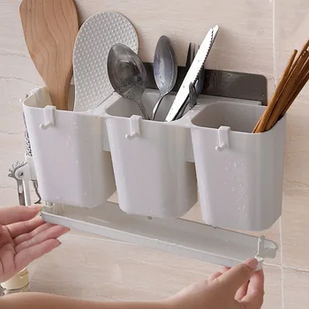 Plastic Storage Rack Wall Mounted Non-drill Adhesive Spoon Chopsticks Stand with Drain MYDING
Plastic Storage Rack Wall Mounted Non-drill Adhesive Spoon Chopsticks Stand with Drain MYDING