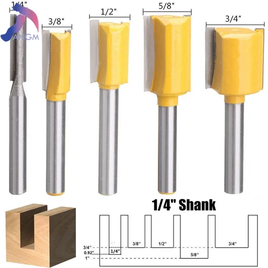 5PC 1/4 Shank Straight/Dado Flush Trim Wood Router Bit C3 Carbide 3/8"W x 1"H Tenon Cutter Tools For Woodworking Flat End Mill
5PC 1/4 Shank Straight/Dado Flush Trim Wood Router Bit C3 Carbide 3/8"W x 1"H Tenon Cutter Tools For Woodworking Flat End Mill