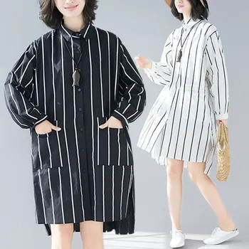 BIG SIZE 4XL Spring Autumn Women Fashion Elegant Stripe Spliced Tops Lady Female Plus Large Long Loose Cotton Split Blouse Shirt
BIG SIZE 4XL Spring Autumn Women Fashion Elegant Stripe Spliced Tops Lady Female Plus Large Long Loose Cotton Split Blouse Shirt