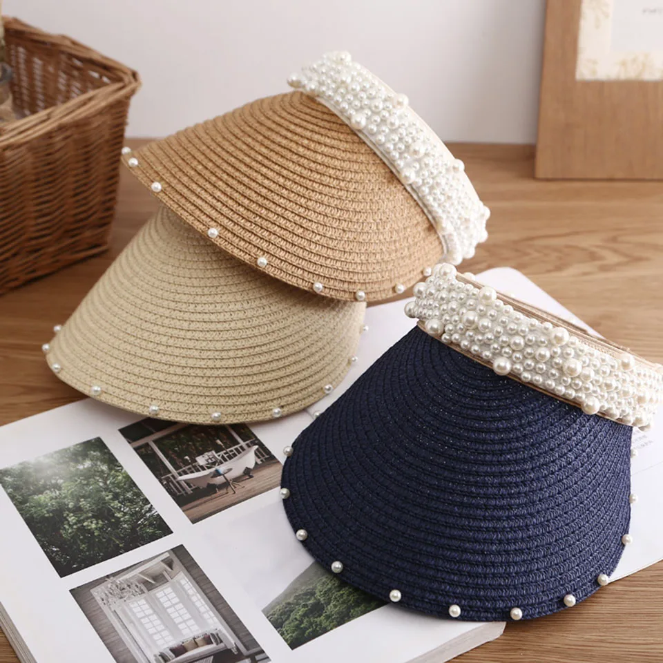 2021 Handmade pearl Summer Women's Sun Hat Bucket cap Bowknot Flowers Ribbon Flat top Panama soft Straw Hat fashiont Beach Caps 2021 Handmade pearl Summer Women's Sun Hat Bucket cap Bowknot Flowers Ribbon Flat top Panama soft Straw Hat fashiont Beach Caps