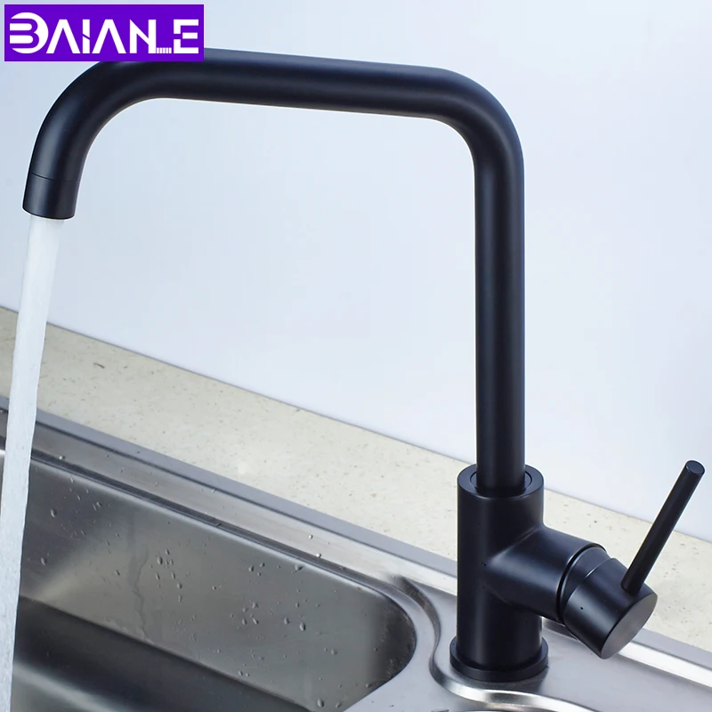 Kitchen Faucets Black Brass Crane Kitchen Sink Faucet 360 Degree Rotation Mixer Tap Single Hole Cold and Hot Mixer Tap
Kitchen Faucets Black Brass Crane Kitchen Sink Faucet 360 Degree Rotation Mixer Tap Single Hole Cold and Hot Mixer Tap