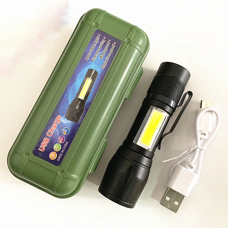 

Flashlights Torches Mini Zoom Focus Torch Light USB Rechargeable COB + XPE LED Flashlight Pen Folder Waterproof Penlight Lamp