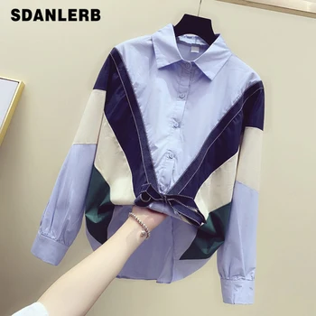 Blue Long Sleeve Lapel Shirts for Women New Contrast Bow Tie Shirt Long Sleeves Jacket Autumn 2019 Female Blouse Femme Blusas
Blue Long Sleeve Lapel Shirts for Women New Contrast Bow Tie Shirt Long Sleeves Jacket Autumn 2019 Female Blouse Femme Blusas