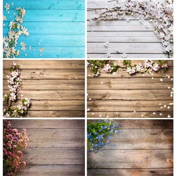 

SHENGYONGBAO Vinyl Custom Photography Backdrops Prop Flower and wood planks Theme Photography Background LCJD-165