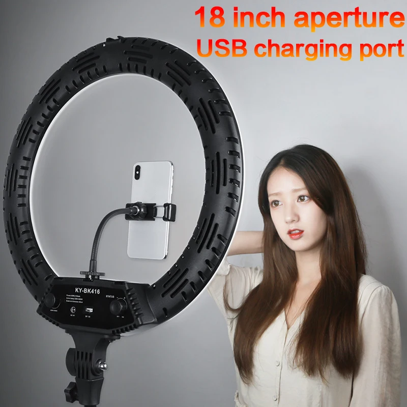 18 inch LED Ring Light with Trirpod 65W Dimmable Camera Phone Ring Light Photography Studio Ring Lamp for Live Broadcast Videos
18 inch LED Ring Light with Trirpod 65W Dimmable Camera Phone Ring Light Photography Studio Ring Lamp for Live Broadcast Videos