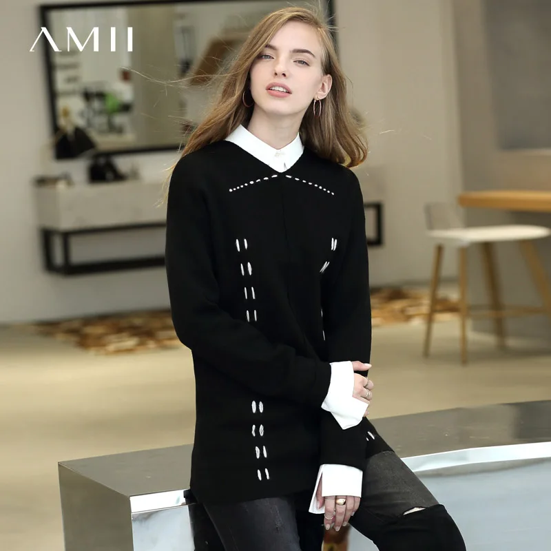 Amii минималистичный свитер с v-образным вырезом женские зимние повседневные