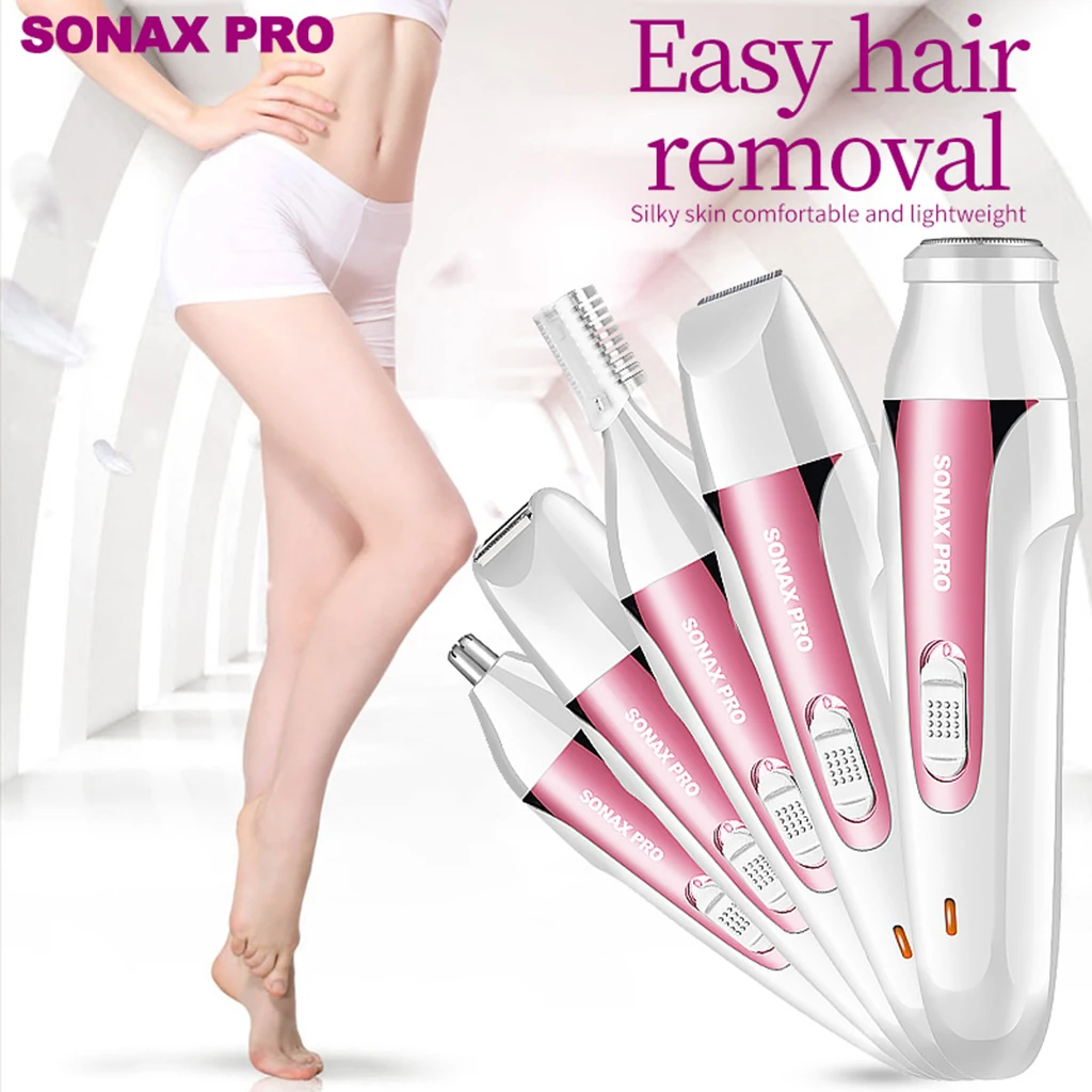 5 In 1 Multi-functional USB Electric Shaver Epilators Women Arms Legs Bikini Face Eyebrow Nose Hair Removal Trimmer Painless | Бытовая