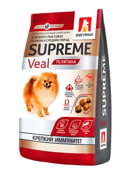 ZOOGURMAN ZOOGURMAN SUPREME for adult dogs of small and medium-sized breeds with beef
ZOOGURMAN ZOOGURMAN SUPREME for adult dogs of small and medium-sized breeds with beef