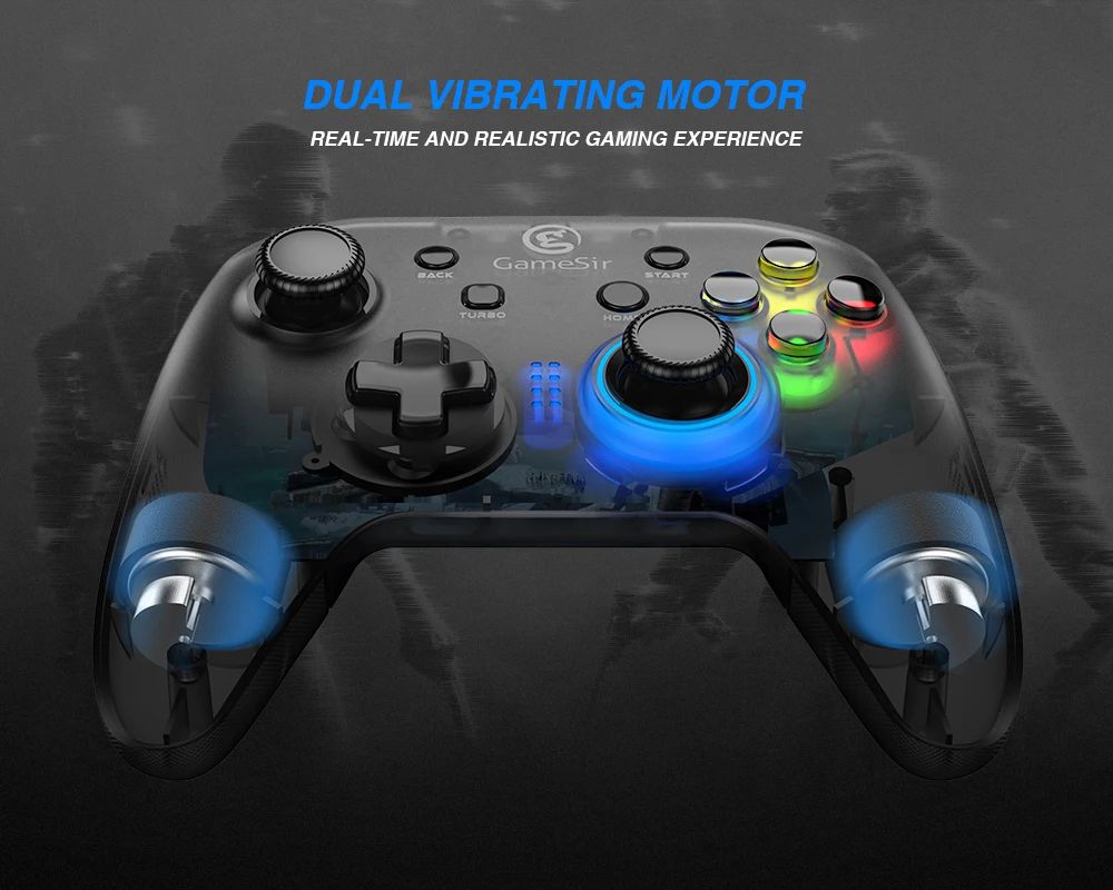 Gamesir t4w usb wired game controller gamepad with vibration and turbo function joystick for windows 7/8/10