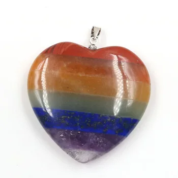 Silver Plated Lyaer Colorful Rainbow Stone Love Heart Pendant Healing Chakra Romantic Style Jewelry
Silver Plated Lyaer Colorful Rainbow Stone Love Heart Pendant Healing Chakra Romantic Style Jewelry