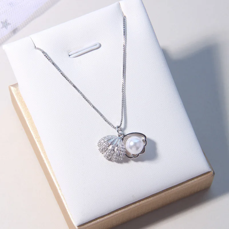 Fashion Shell Pearl Necklace Simple Personality Sterling Silver 925 Jewelry Crystal Pendant Chain for Women Party
Fashion Shell Pearl Necklace Simple Personality Sterling Silver 925 Jewelry Crystal Pendant Chain for Women Party