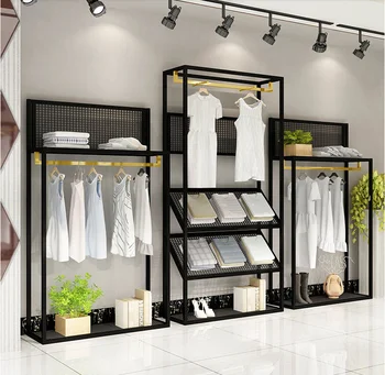 

New clothing store display rack floor-standing men's and women's clothing display Nakajima shelf combination hanger