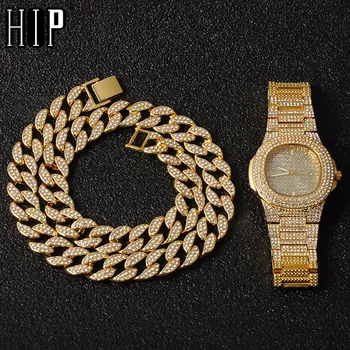 15MM Necklace +Watch+Bracelet Hip Hop Miami Curb Cuban Chain Gold Iced Out Paved Rhinestones CZ Bling Rapper For Men Jewelry
15MM Necklace +Watch+Bracelet Hip Hop Miami Curb Cuban Chain Gold Iced Out Paved Rhinestones CZ Bling Rapper For Men Jewelry